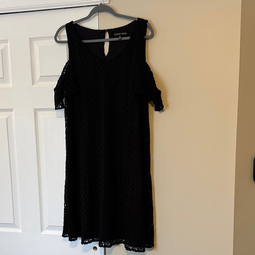 Black Cold Shoulder Lace Dress